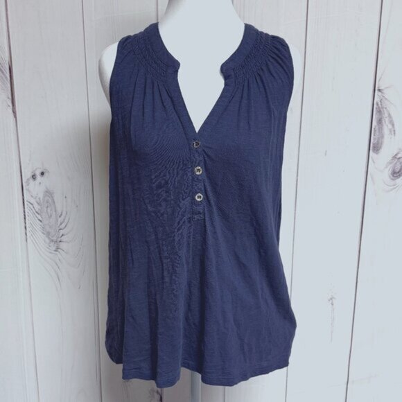 Lilly Pulitzer Essie Tank Top M True Navy Cotton EUC - Picture 1 of 10